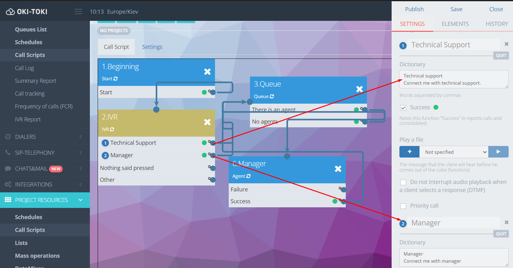 Configuración de IVR de voz e híbrido