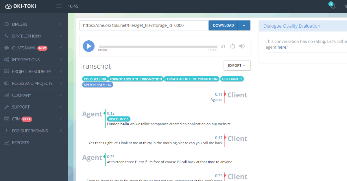 Transcripción de la Conversación del Operador en OKI-TOKI