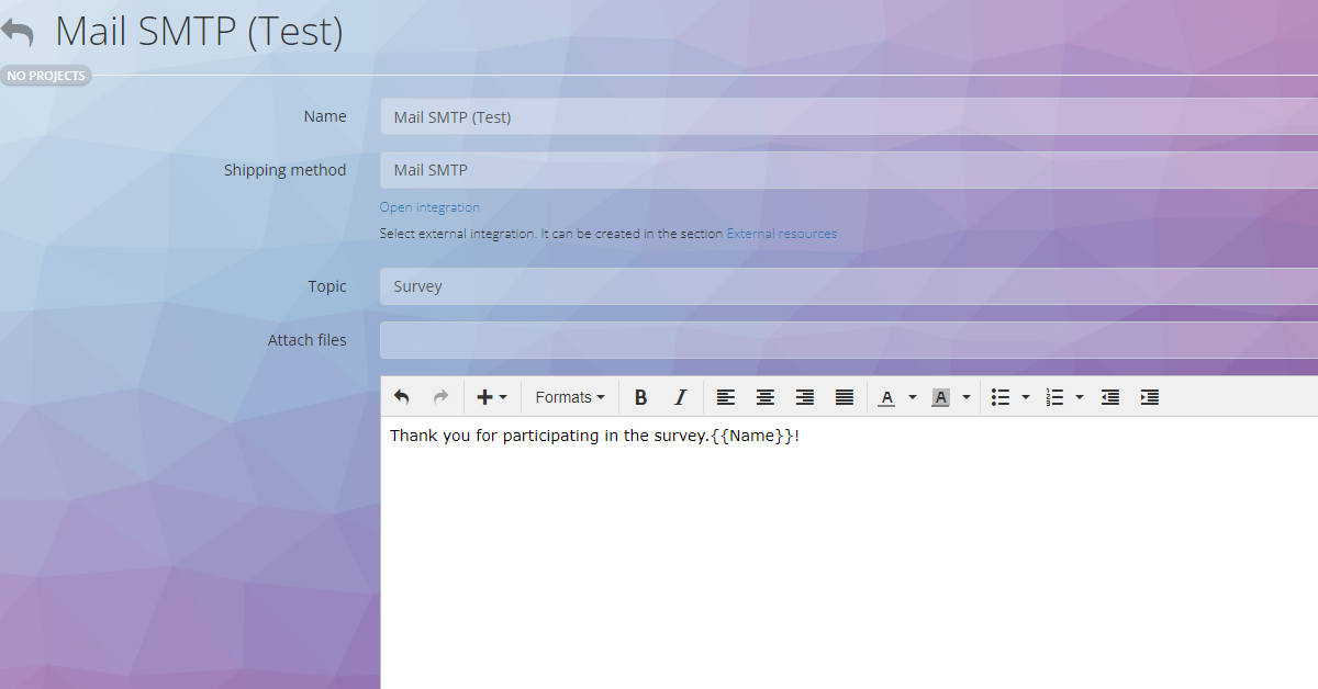 Пример шаблона письма в Oki-toki