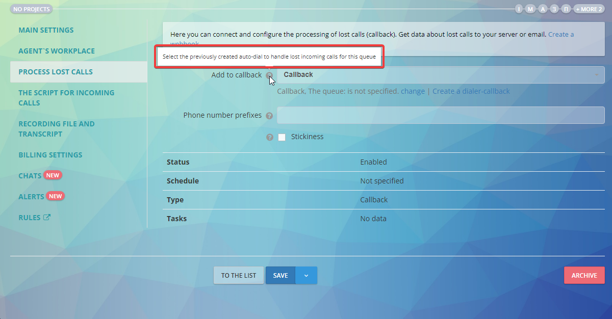 Auto-llamada de Callback en la configuración de la cola