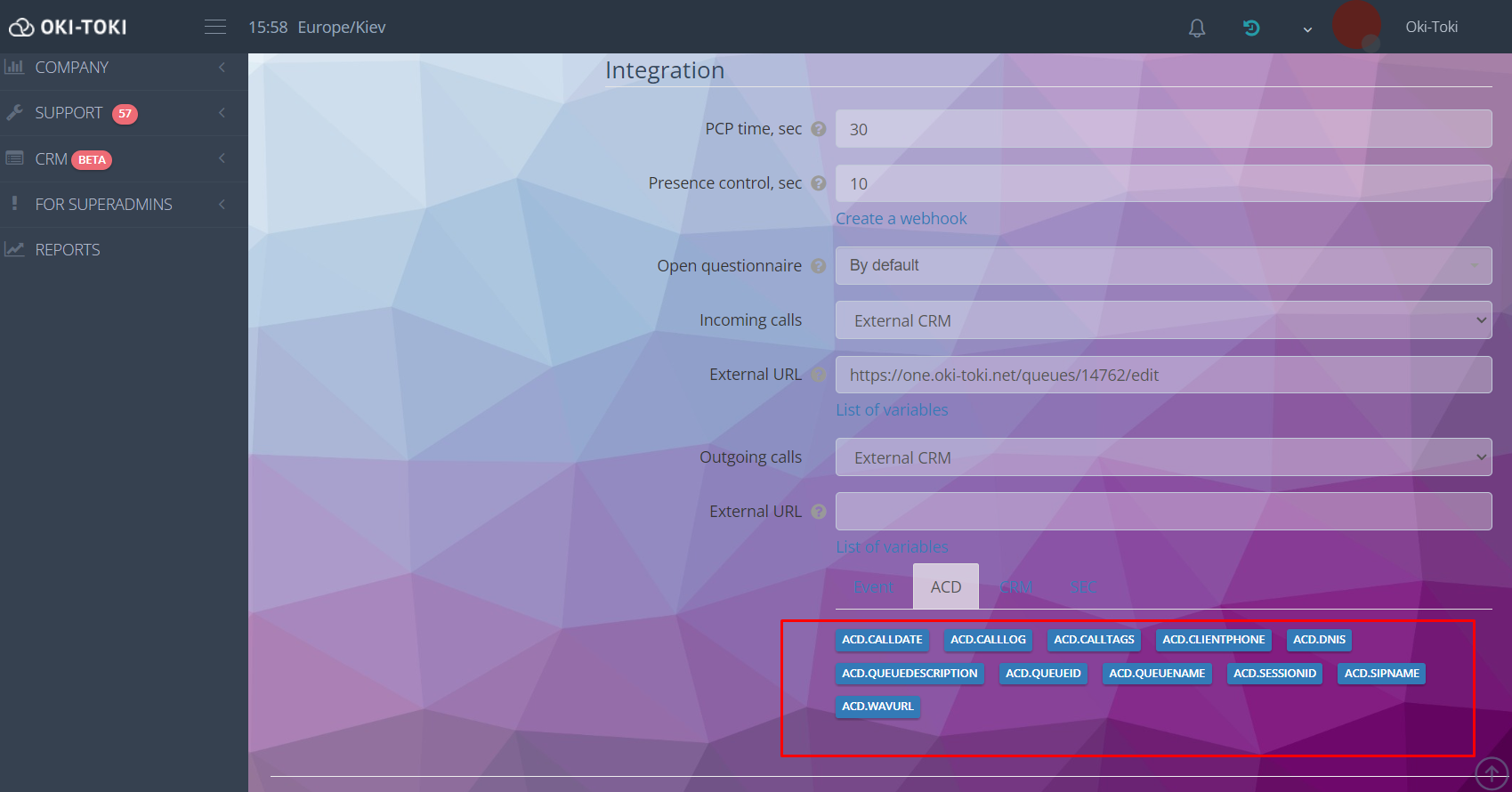 Variables en la configuración de colas