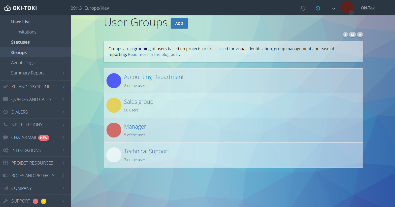 Grupos de operadores en oki-toki