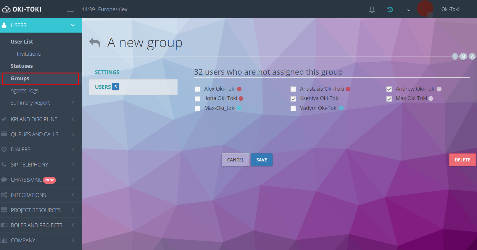 Agregar usuarios al grupo