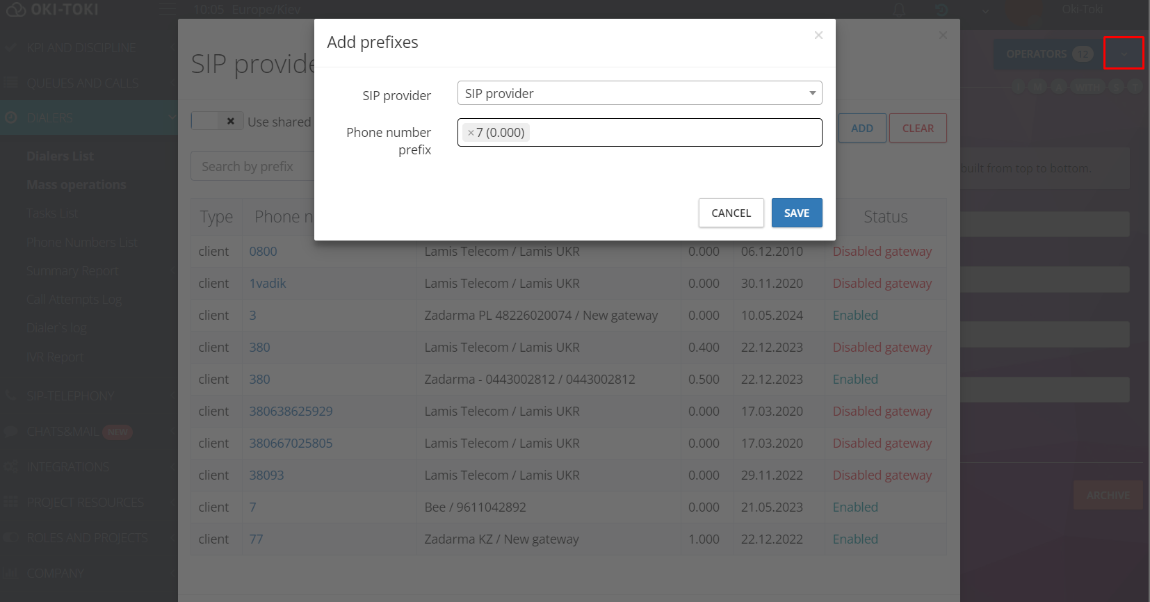 Conexión SIP en configuraciones de llamadas automáticas