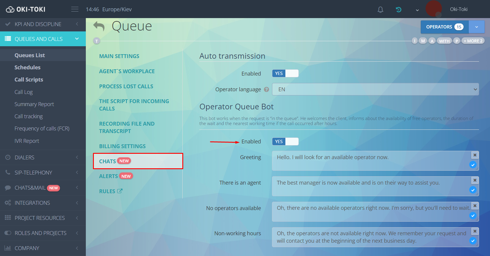 Configuración del bot