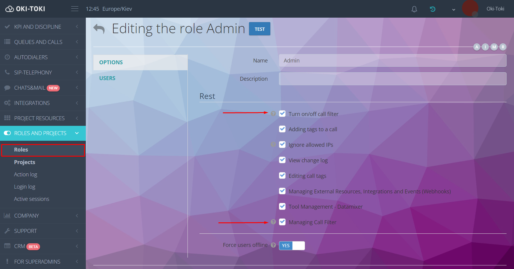 Acceso en Roles