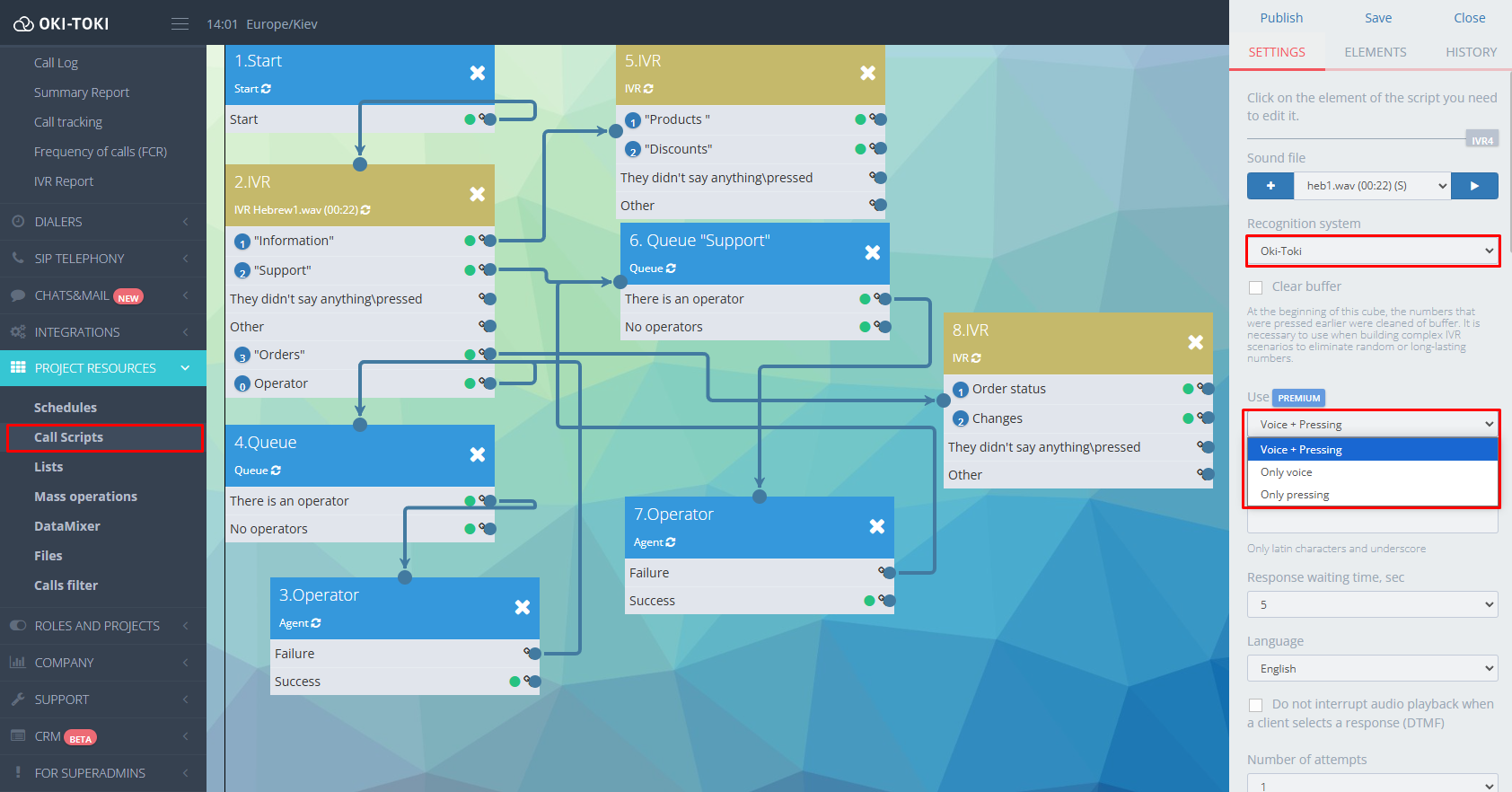 Creación de script con IVR