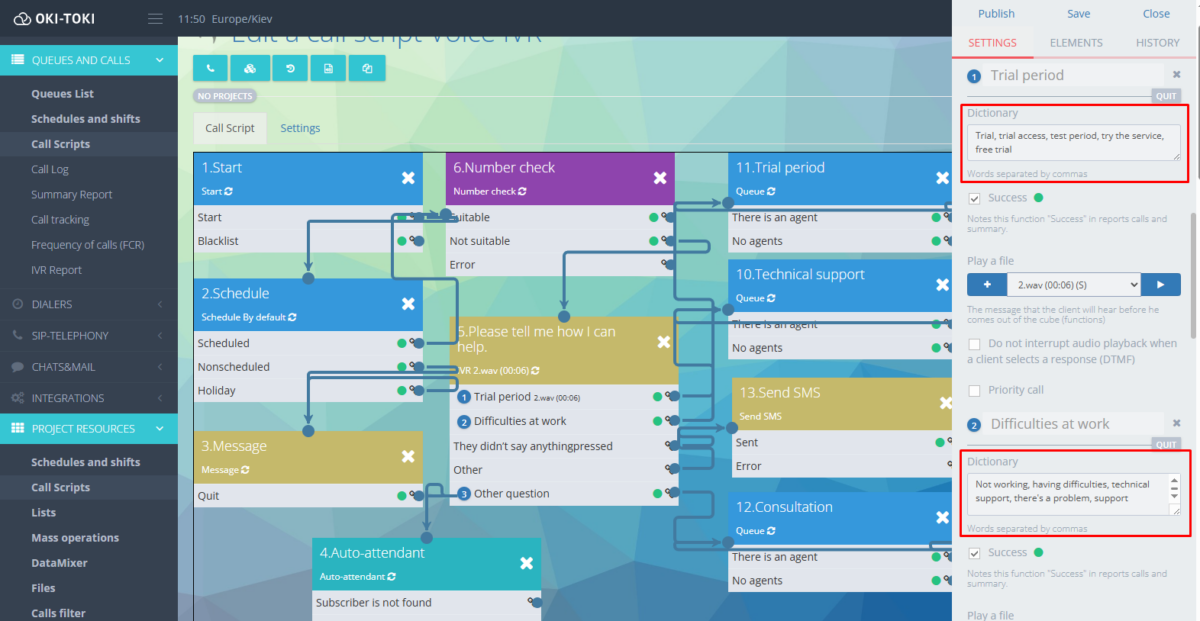 Script de llamada con reconocimiento