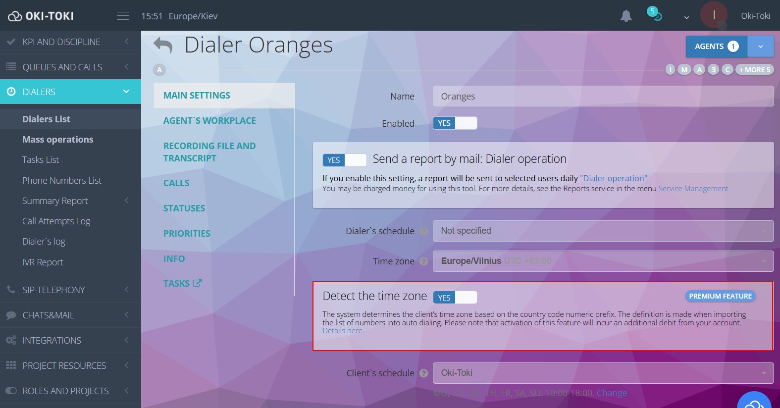 Inclusión de la zona horaria en las llamadas automáticas