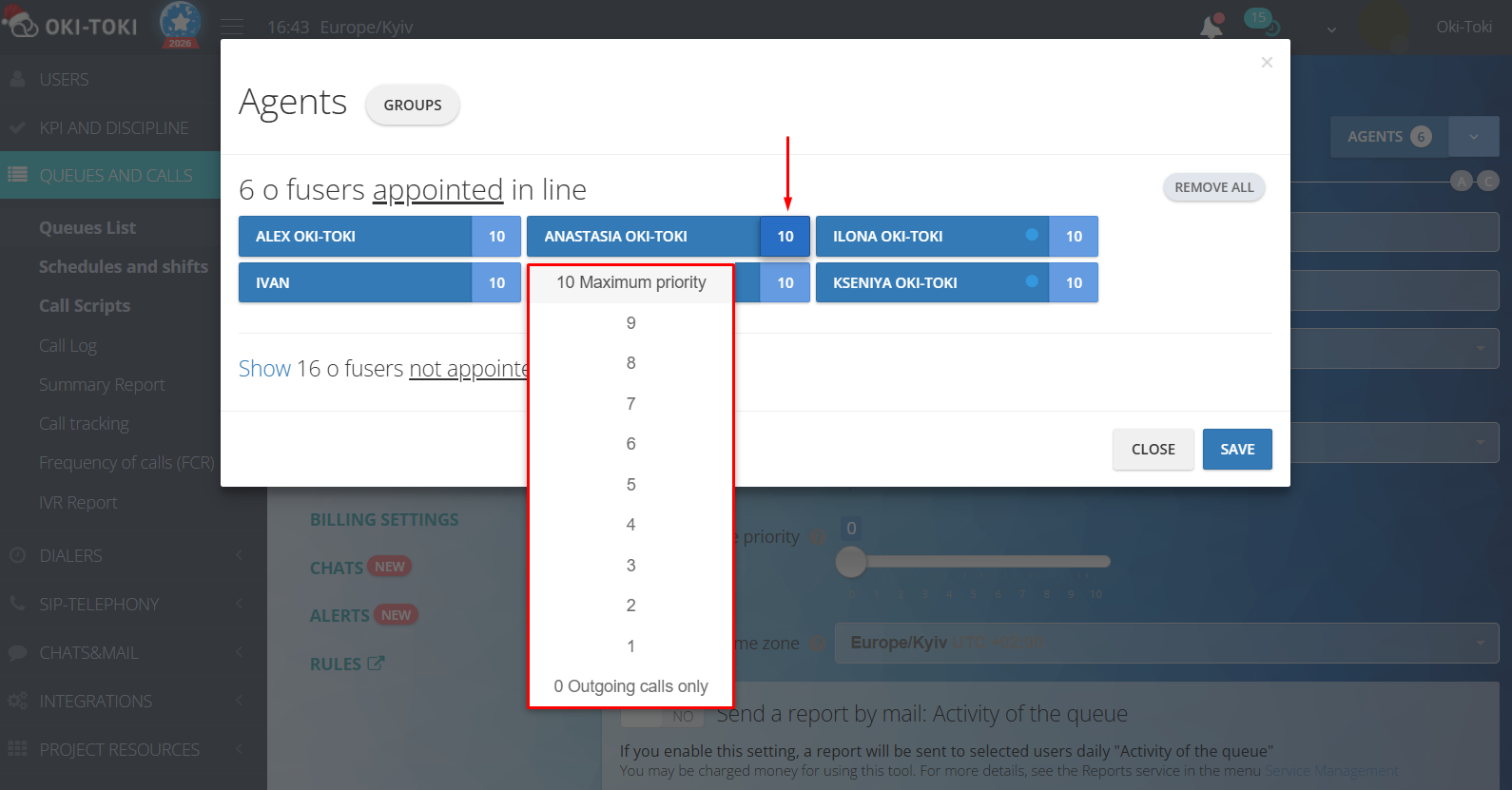 Configuración de prioridades 