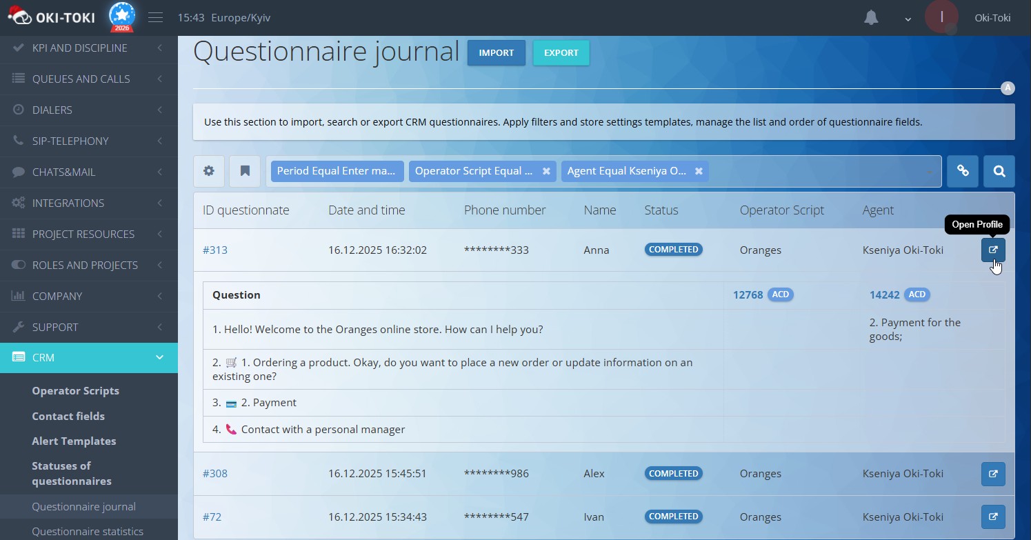 Informe «Registro de encuestas»