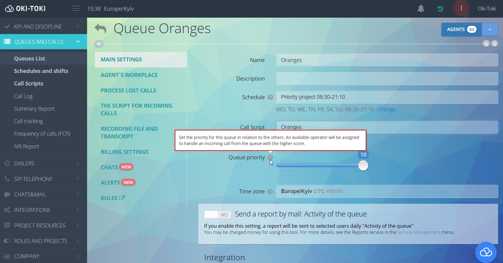Configuración de prioridades